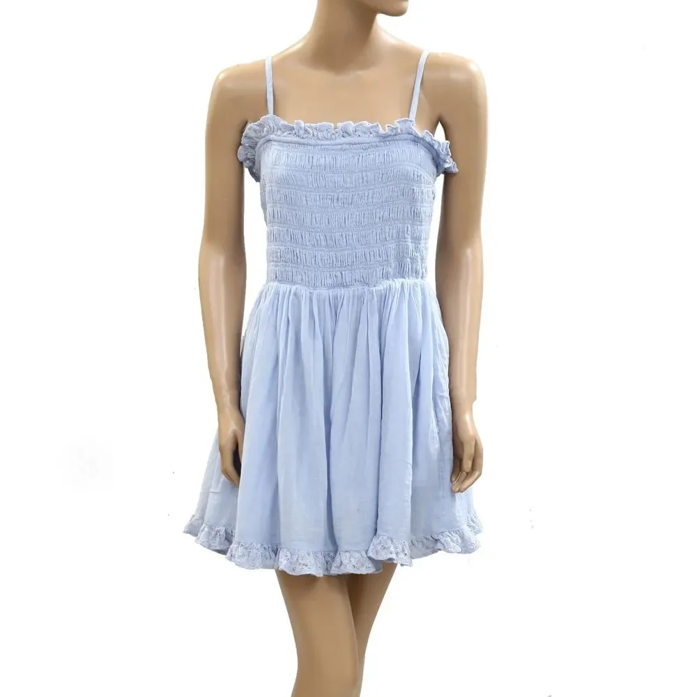 Free People Free-est Josephine Bustle Tube Mini Dress Smocked Ruffle XL 285056 - Picture 5 of 8